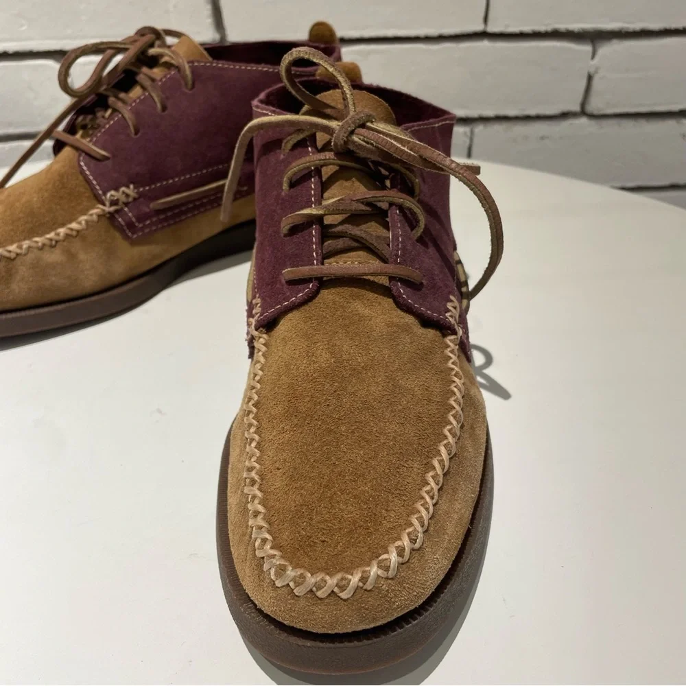 Sperry Men's Leather Top Sider Chukka Boot Burgundy & Brown Size 9.5